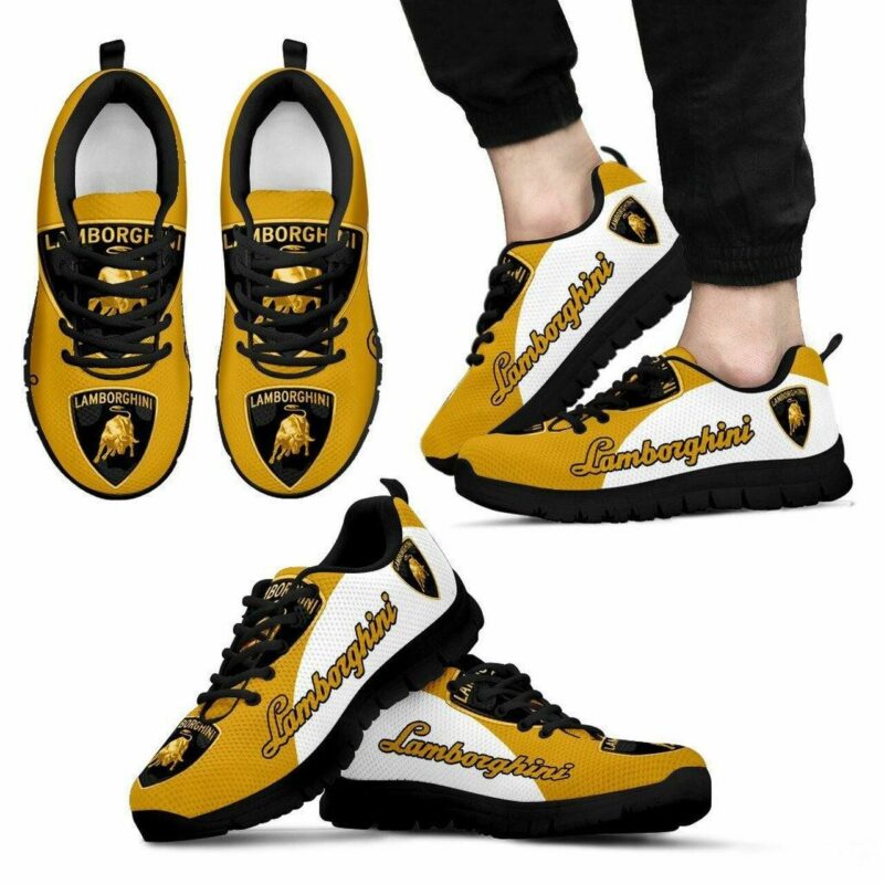 Lamborghini Car Teams Shoes Gift For Fan Black Shoes 60 Fly Sneakers