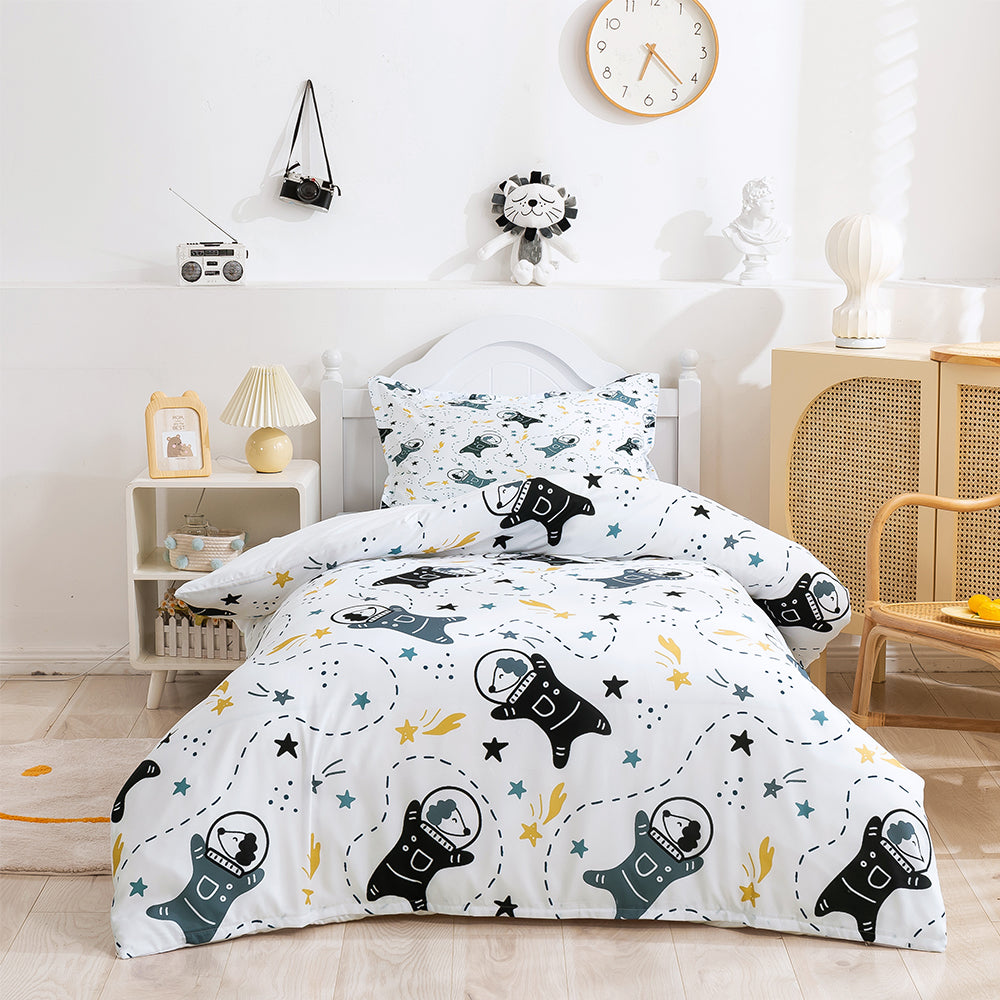 3D Cartoon Space Astronaut Animal Quilt Cover Set Bedding Set Duvet Cover Pillowcases 371