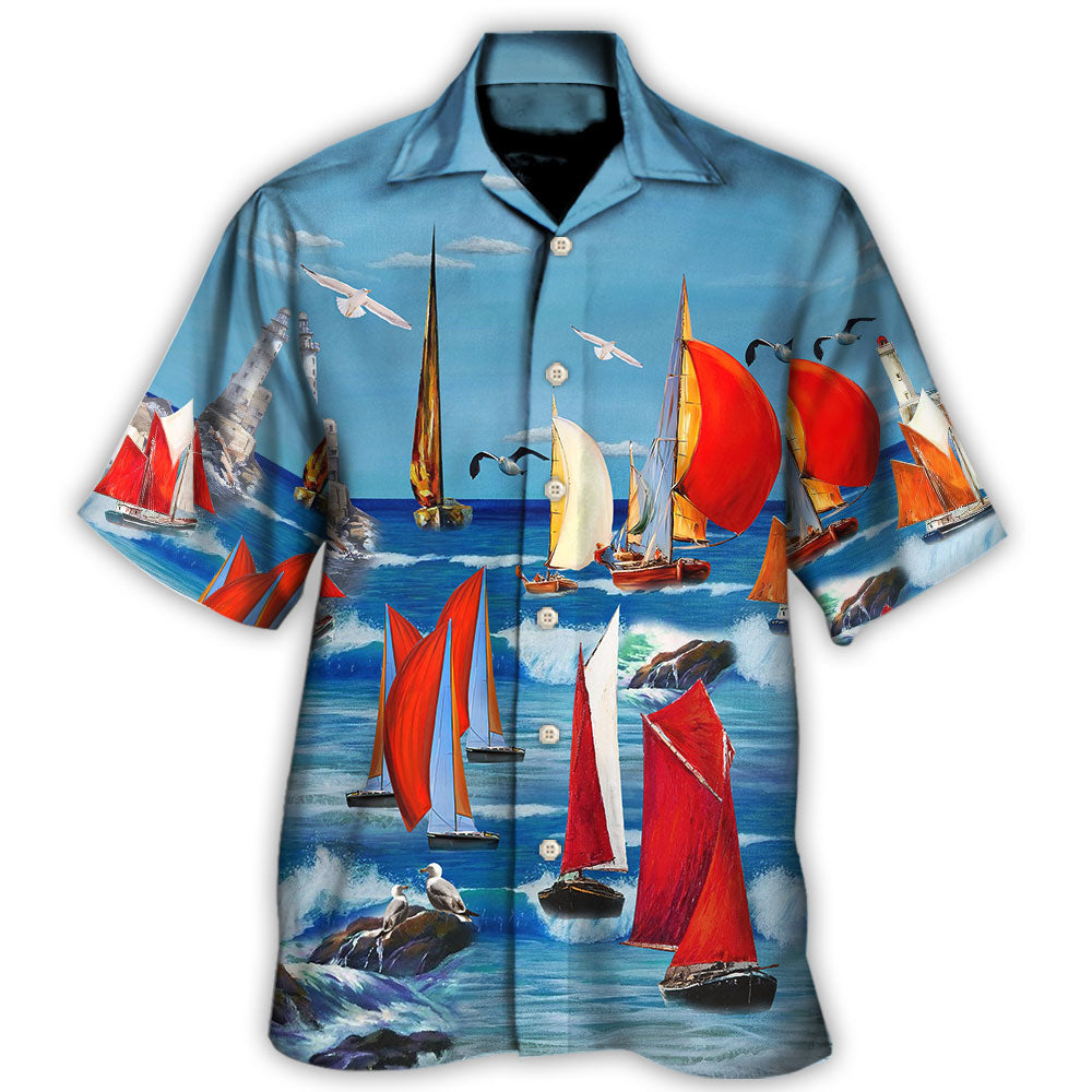 Yacht Colorful Cutter Blue Sky – Hawaiian Shirt  – Owl Ohh