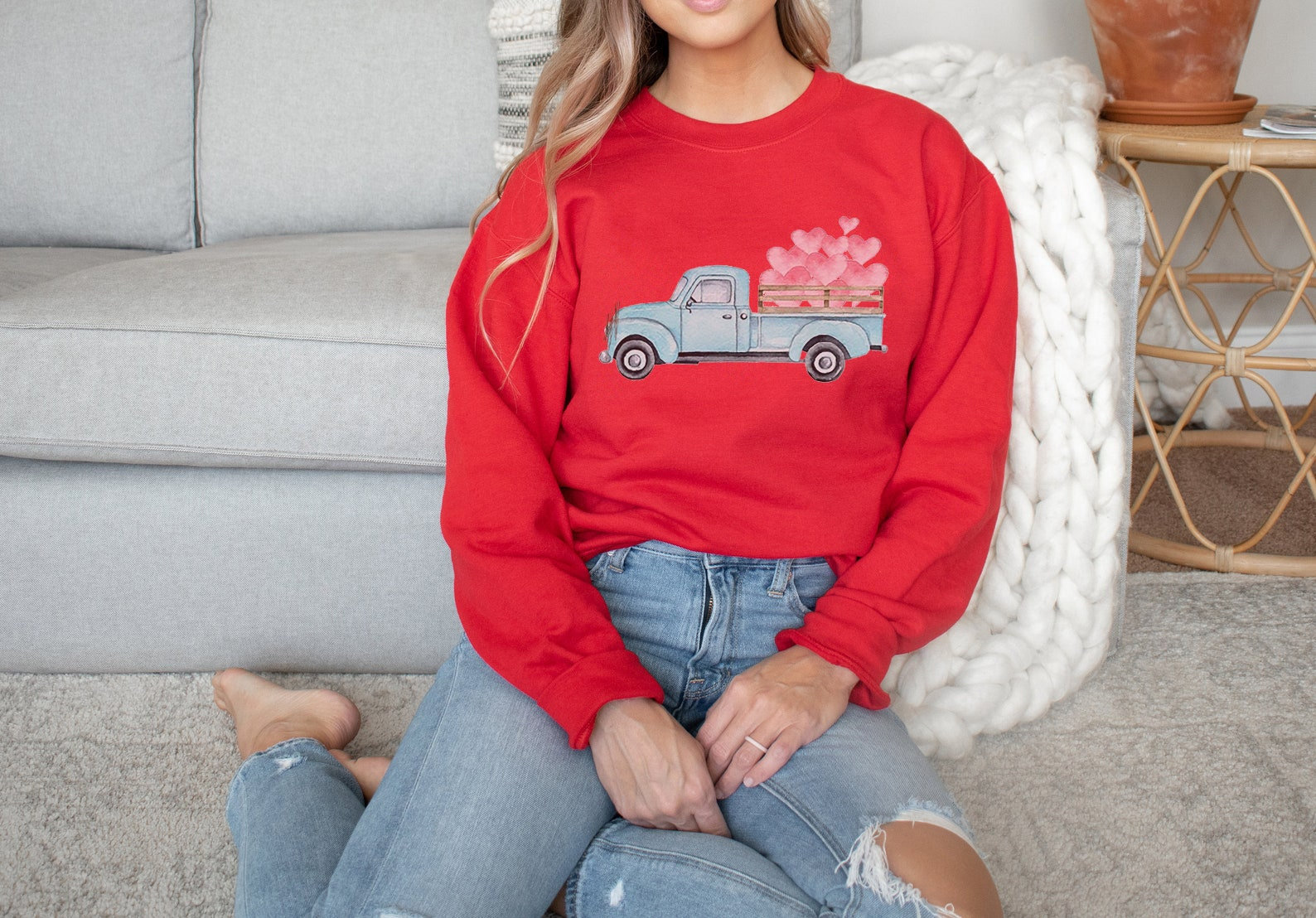 Retro Valentines Truck Sweatshirt