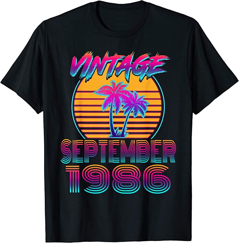 Vintage September 1986 Shirt Retro 35th Birthday Gifts T-Shirt