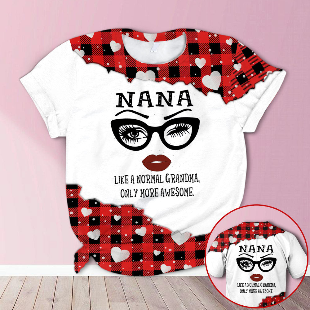 Personalized Nana Like A Normal Grandma Only More Awesome Red Plaid All Over Print Shirts, 3D Custom Shirts For Grandma Hn98 Do99