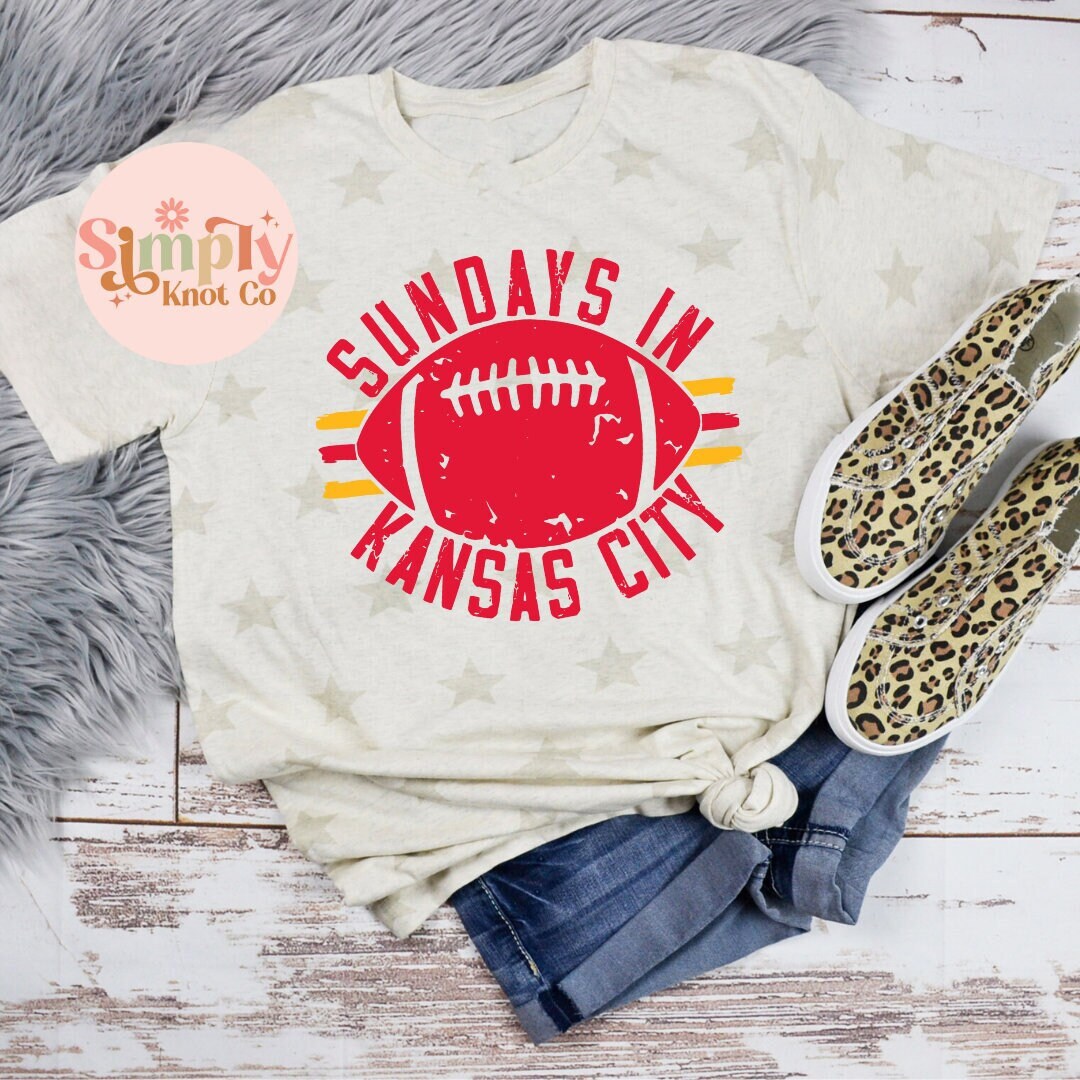 Sundays in Kansas City Football Shirt, Kansas City Tshirt, Womens Kansas City Shirt, Kansas City Gift, KC Football Tee, Kansas City Crewneck