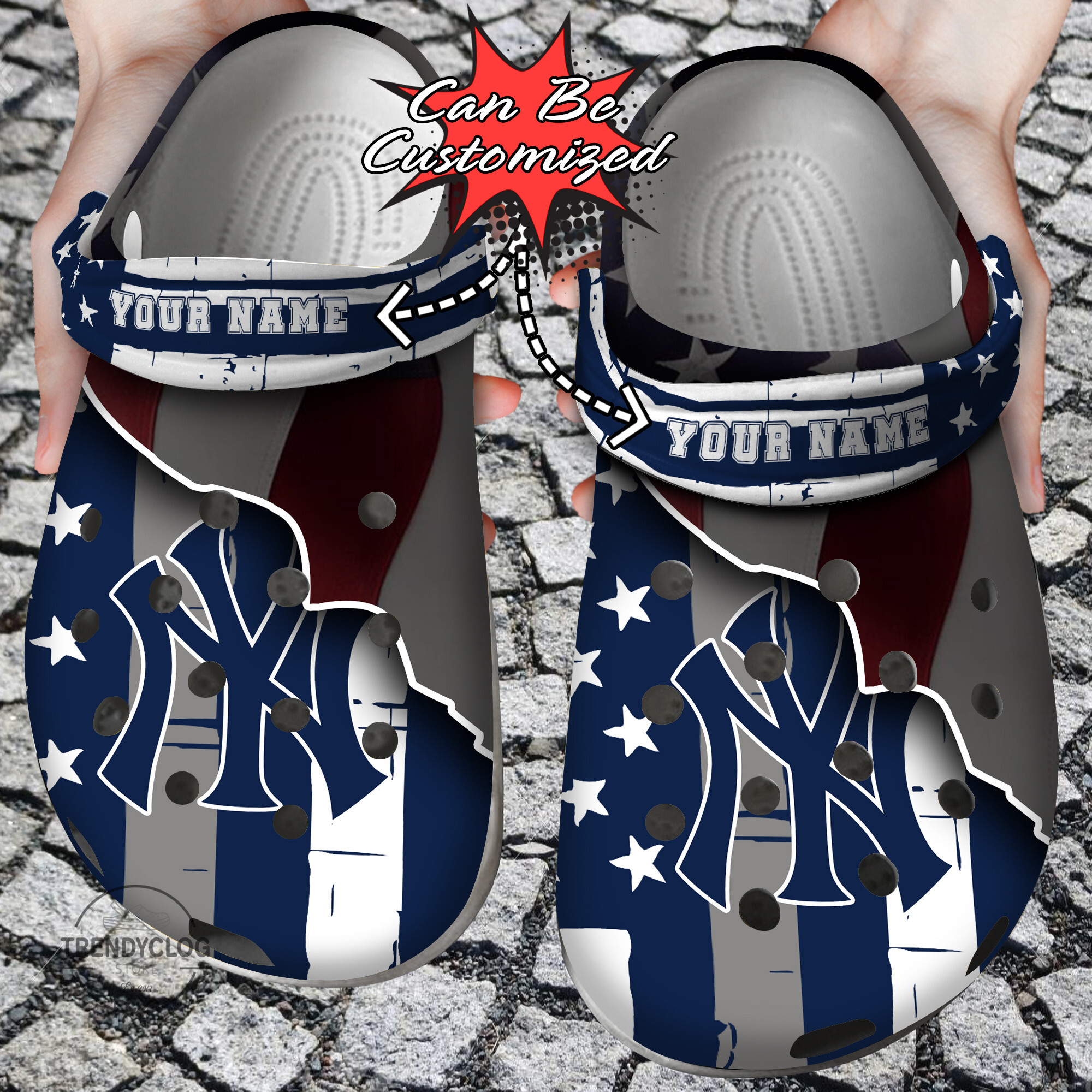 Yankees Crocs – Personalized Ny Yankees Baseball Team American Flag Line Clog Shoes