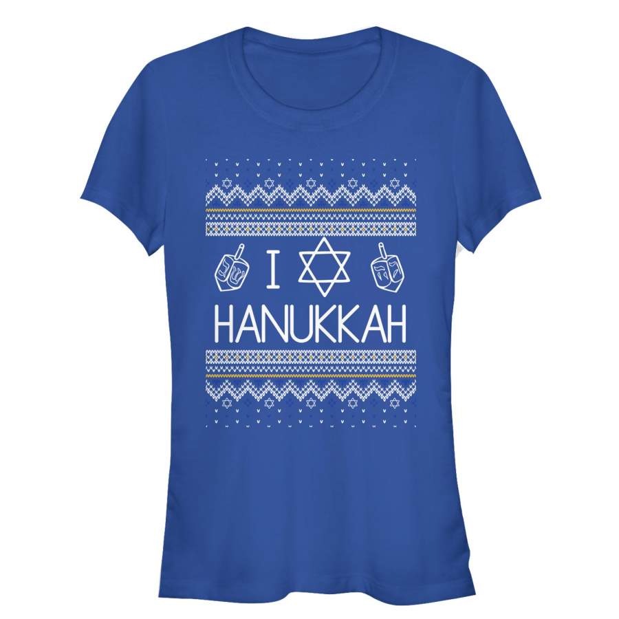 CHIN UP Junior’s Hanukkah Ugly Sweater  T Shirt