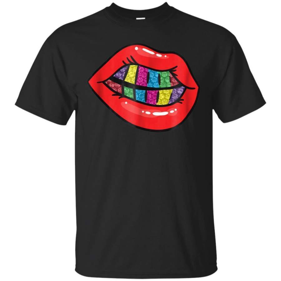 AGR Lips And Diamond Rainbow Grill Tshirt Jaq T-shirt