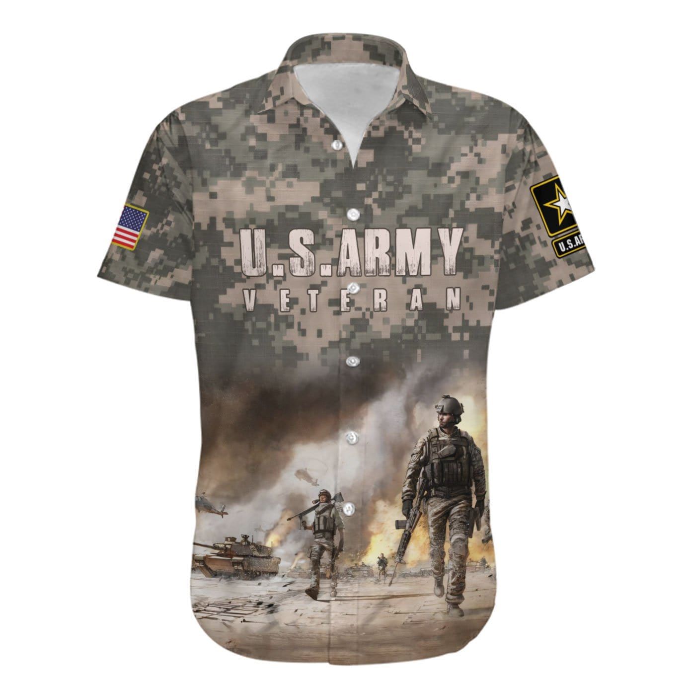 Gift For Dad Amazing Us Army Veteran In The War Unisex Hawaii Shirts Ha99191