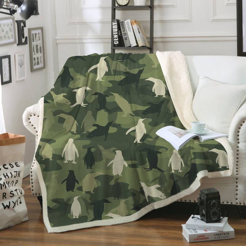 Camouflage Penguin CLH1812109F Sherpa Fleece Blanket