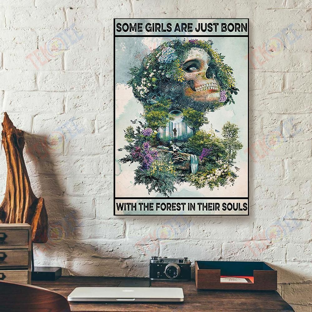 Best Canvas Prints Some Girls Are Just Born With The Forest Skull Camping Vertical Canvas Wall Art Alluring Wall Art Home Decor