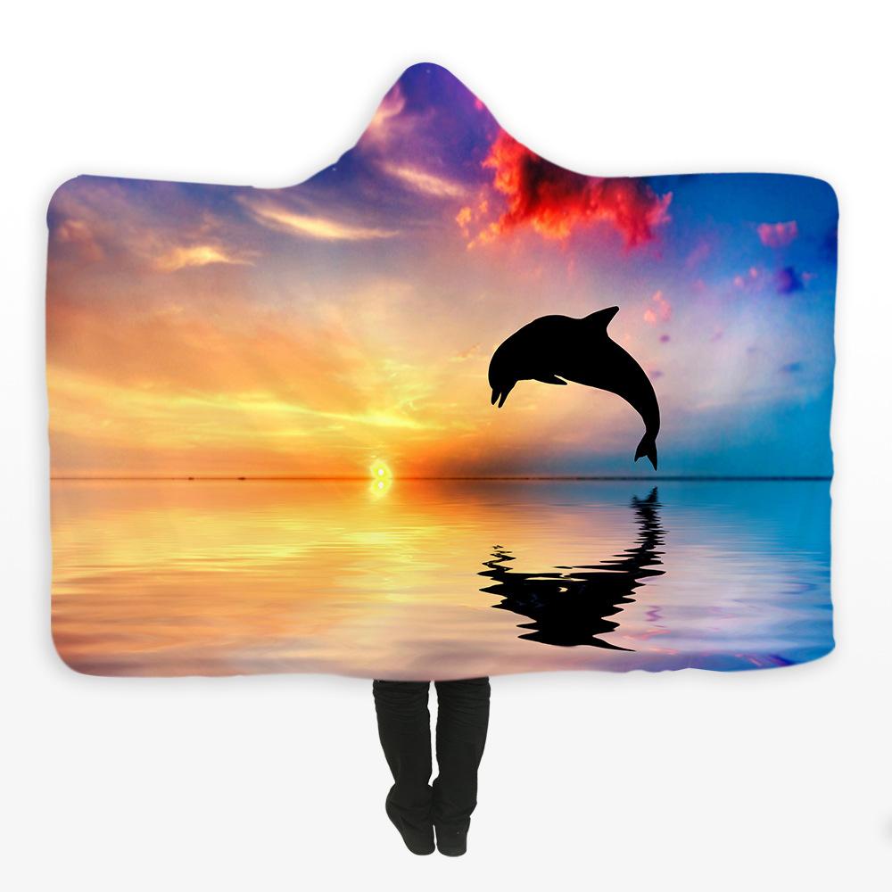 Animal Hooded Blankets – Animal Series Dolphin Super Cool Fleece Hooded Blanket