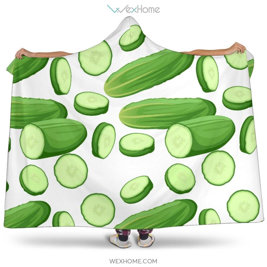 Cucumber Whole Slices Pattern Hooded Blanket