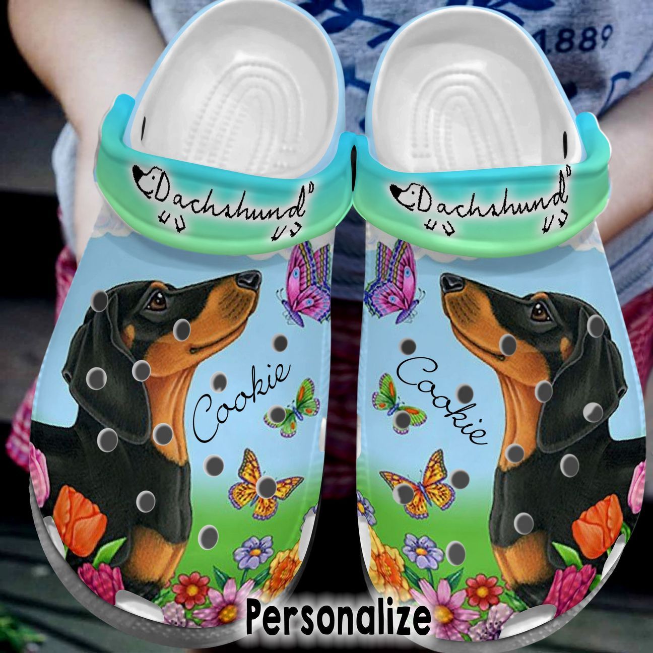 Dachshund Personalized Clog, Custom Name, Text, Color, Number Fashion Style For Women, Men, Kid, Print 3D Chilling Dachshund