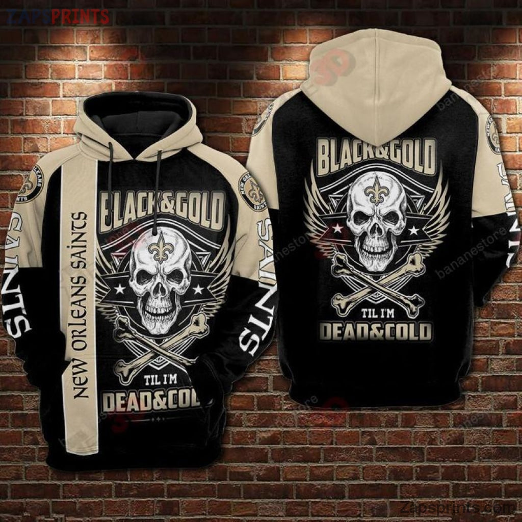 New Orleans Saints Skull 3 D Hoodie V5 Gift For Fan Football Lovers