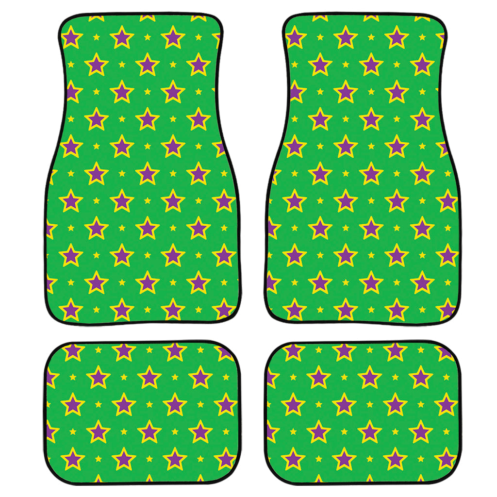 Mardi Gras Star Pattern Print Front And Back Car Floor Mats, Front Car Mat