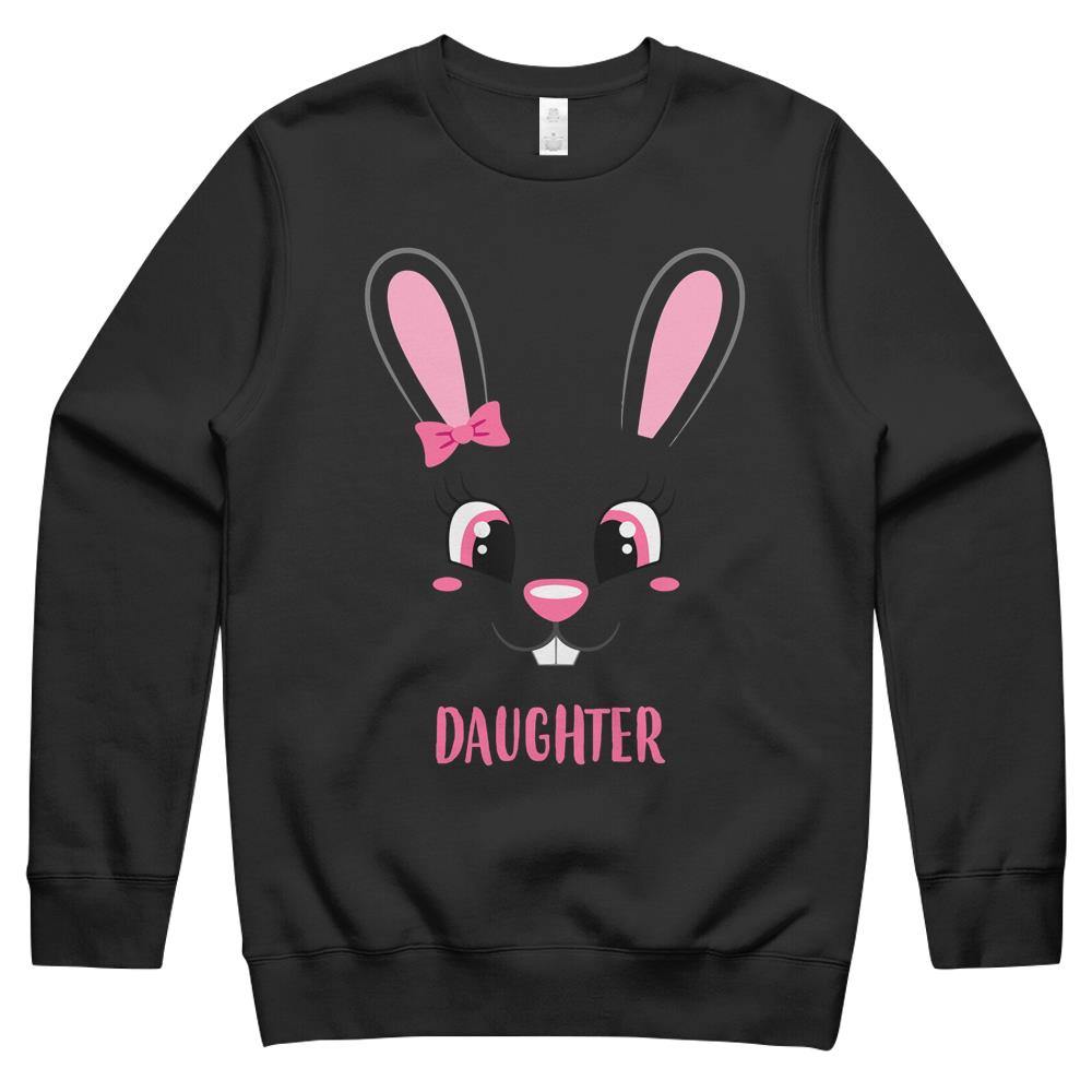 Daughter Bunny Face Funny  Easter Rabbit Family Matching Set Crewneck Sweatshirt