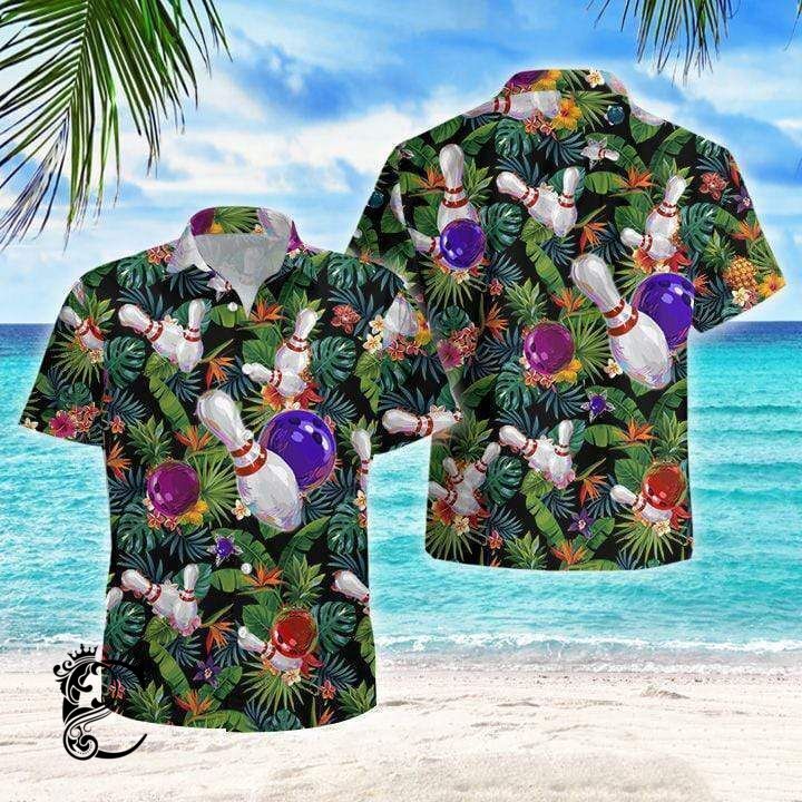 Beach Shirt Bowling Art Aloha Hawaiian Shirts- Chillicothemall