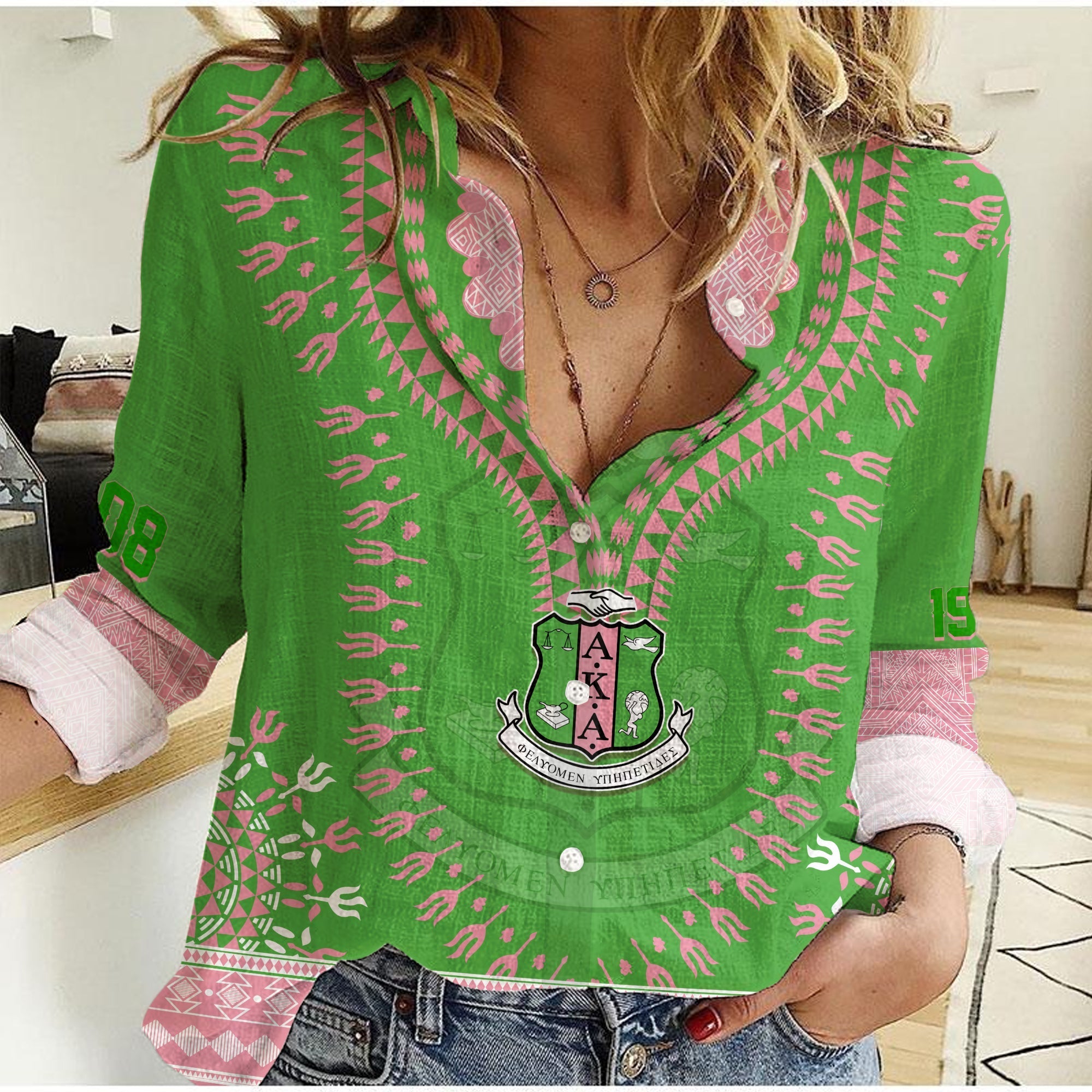 Alpha Kappa Alpha Sorority Personalised Women Casual Shirt Dashiki Unique Vibes