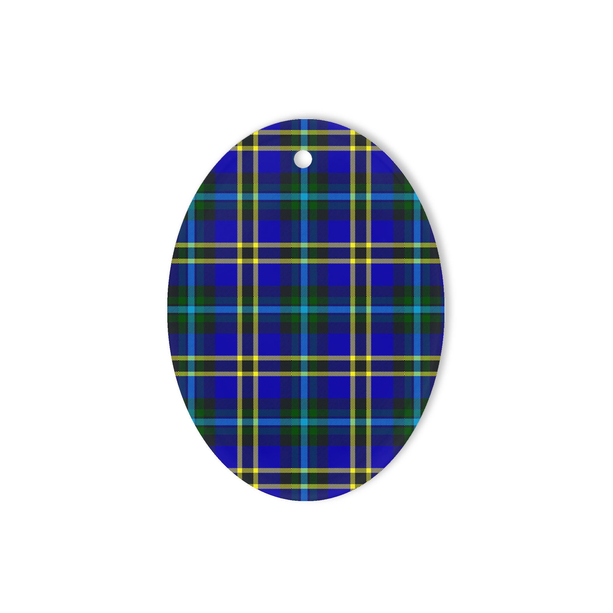 Weir Modern Tartan Oval Ornaments, Christmas Tree Ornament, Plaid Christmas Ornaments, Ceramic Oval Christmas Tree Decoration