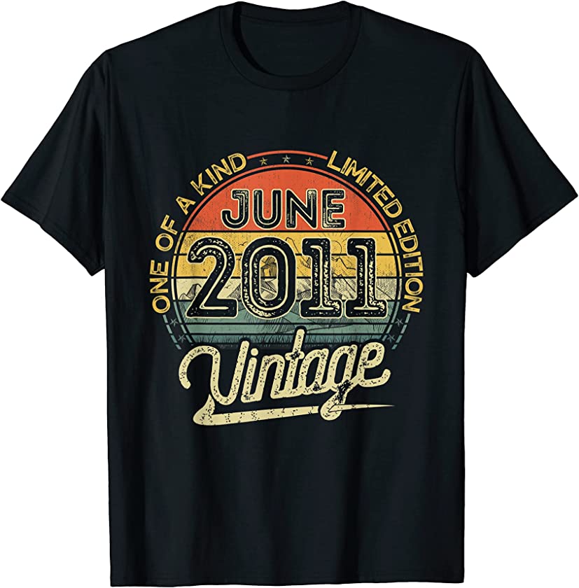 Vintage Retro June 2011 10th Birthday Gift 10 Years Old T-Shirt