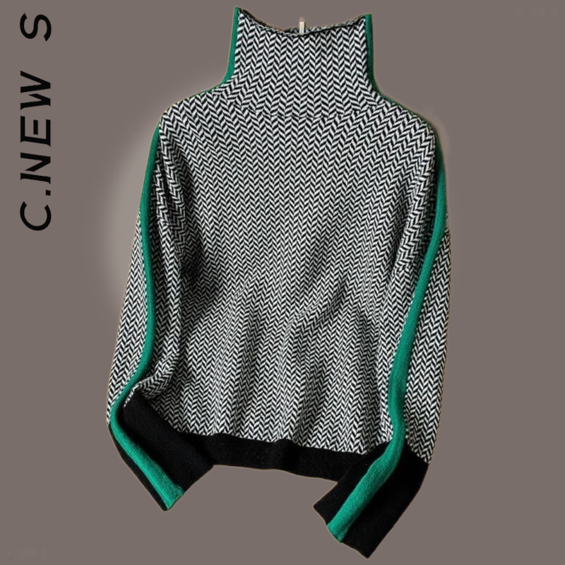 C.New S New Turtleneck Knitted Women Sweater Soft Top Women Elegant Jumper Women’s Sweater Warm Casual Woman Sweaters alx