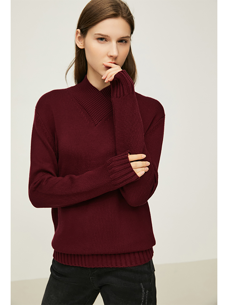 Amii Minimalism Winter Sweater For Women Elegant Stand Collar Loose Knitted Tops Office Lady Cashmere Sweaters Pullover 12120328 alx