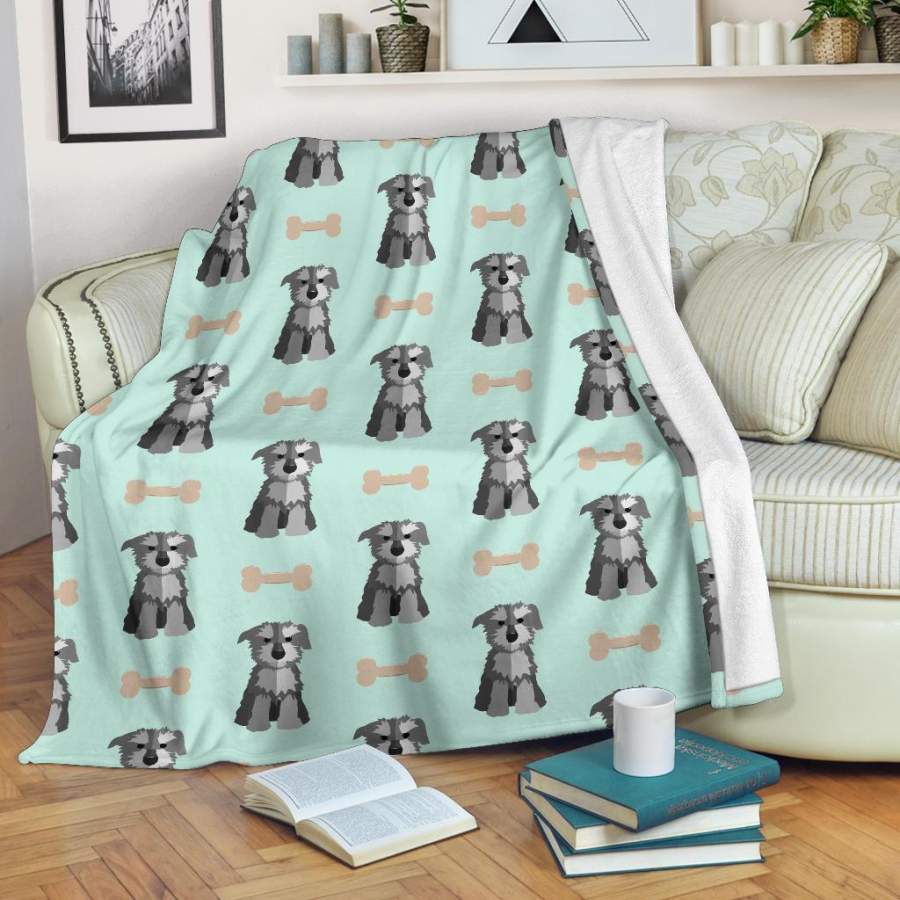 Schnauzer Dog Puppy Print Pattern Blanket