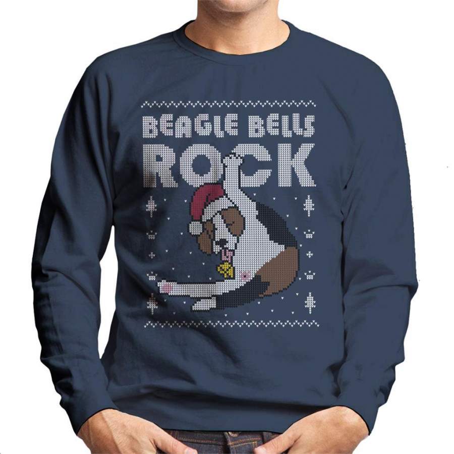 Beagle Bells Rock Christmas Knit Pattern Men’s Sweatshirt