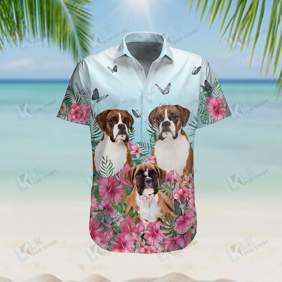 Boxer Hawaiian Shirt Hibiscus Beach Ha44864