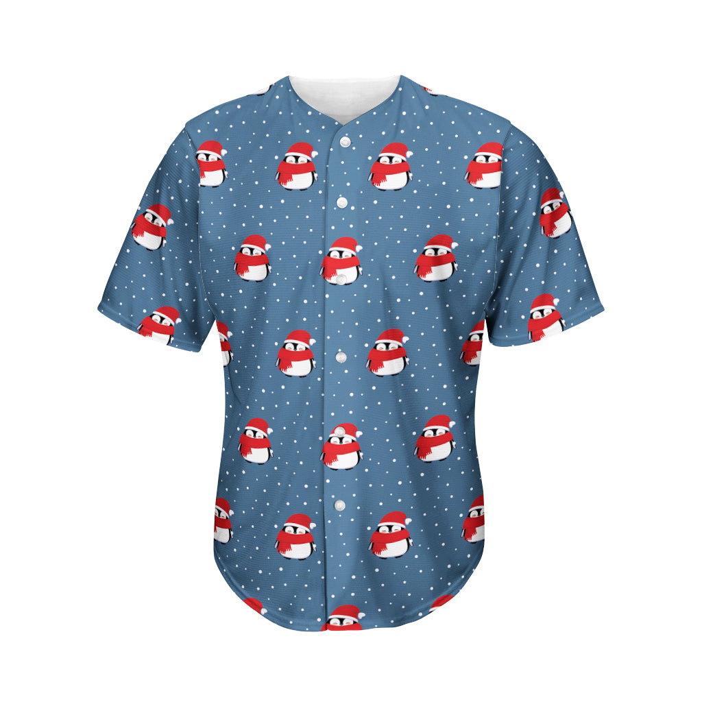 Christmas Snowy Penguin Pattern Print Men’S Baseball Jersey 3D Print