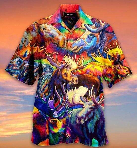 Find Colorful Moose Unisex Hawaii Aloha Shirts Ha3438