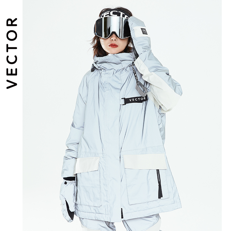 VECTOR Women’s Warm Ski Suit Hooded Women’s Men’s Waterproof Windproof Reflective Ski Snowboard Jacket Outdoor Clothing alx