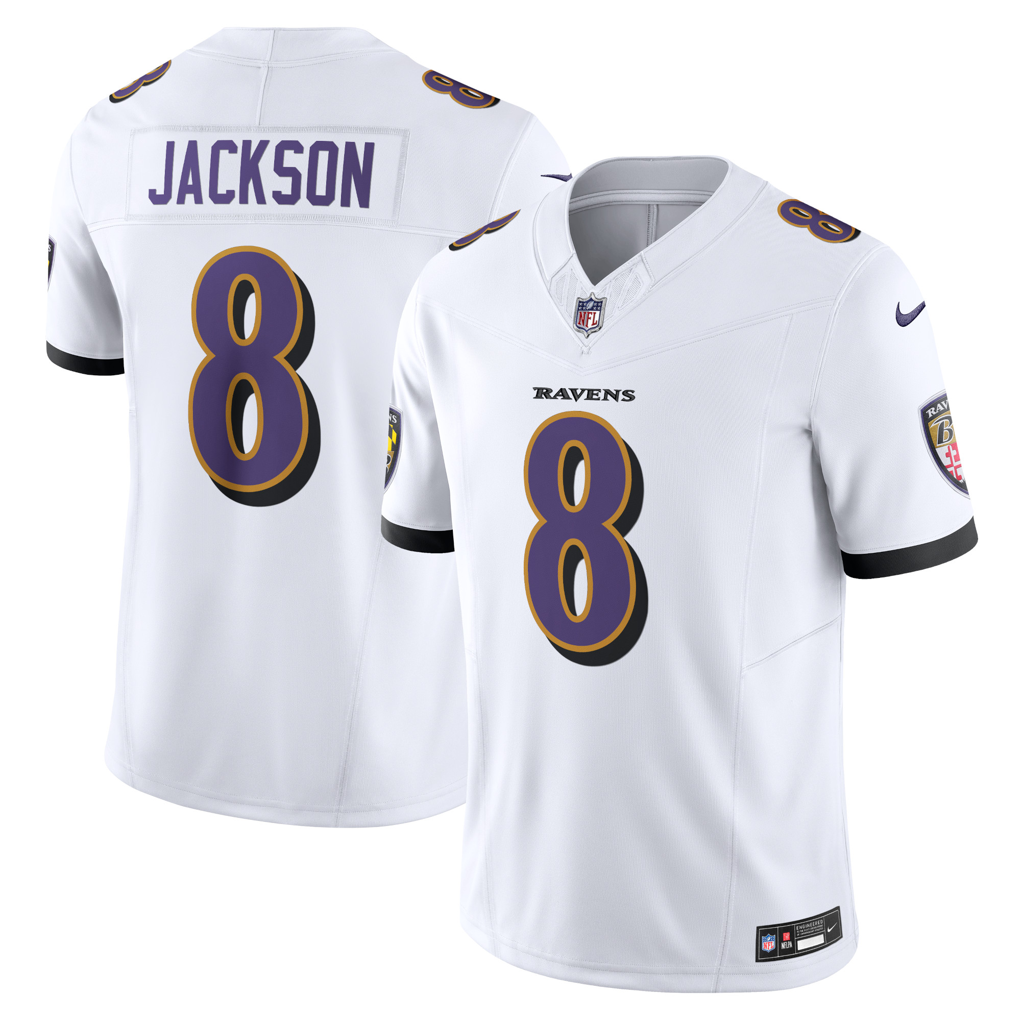 Men’s Baltimore Ravens Lamar Jackson White Vapor F.U.S.E. Limited Jersey