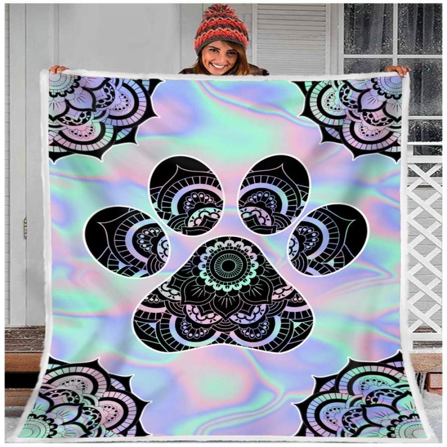 ZALOOO Dog Paw Mandala Blanket