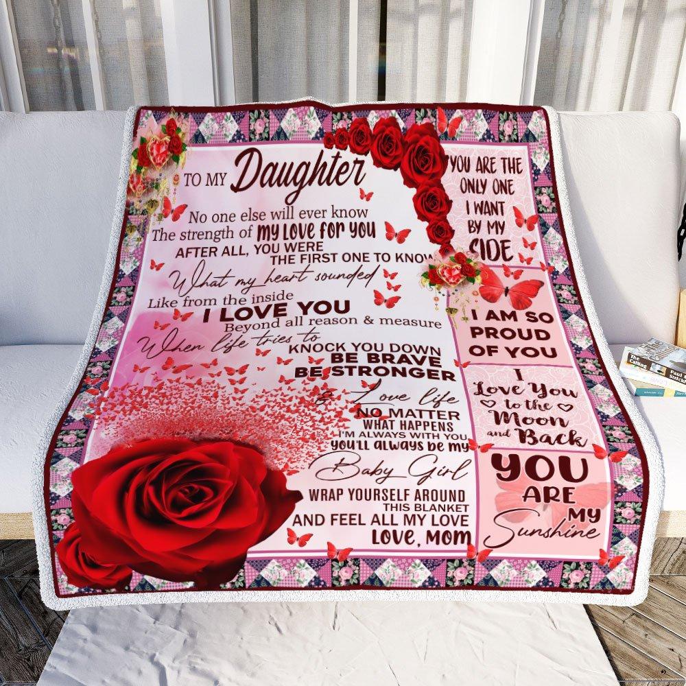 To My Daughter No One Else Will Ever Know Rose Butterfies Blanket Gift From Mom Home Decor Bedding Couch Sofa Soft And Comfy Cozy