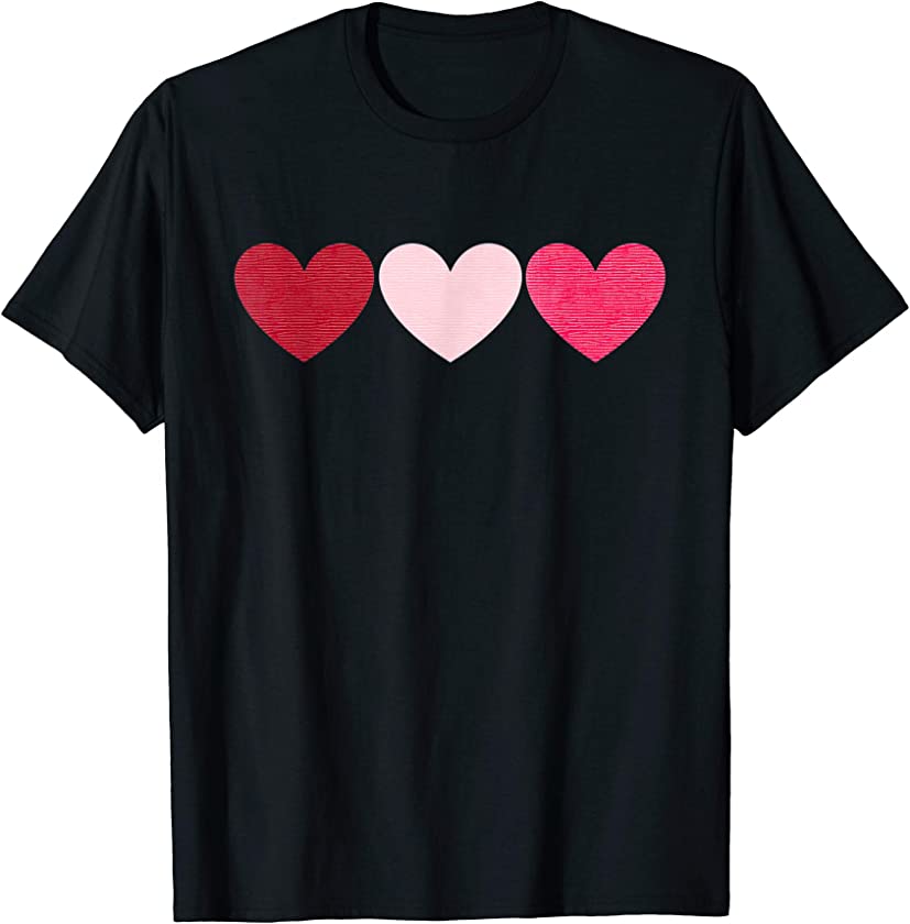 3 Hearts Cool Vintage Retro Valentines Day Gift Women Men T-Shirt