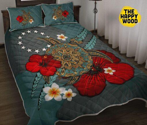 Turtle Flower Star Beauty Quilt Bed Set And Pillow Covers