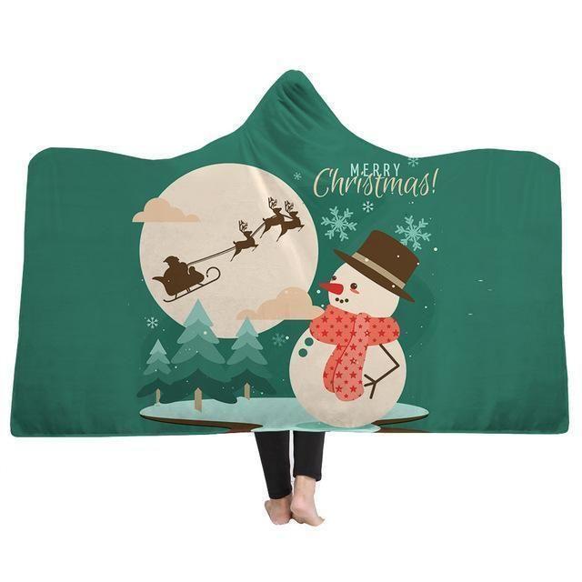 X-Mas Santa In The Moon Hooded Blanket Christmas Decoration Ideas