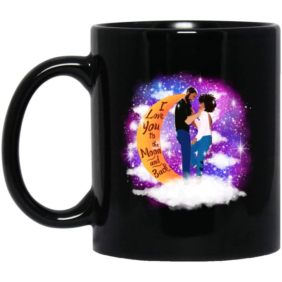 African American Coffee Mug I Love You To The Moon And Back African Couple In Love 11oz – 15oz Black Mug