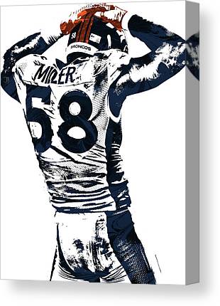 Von Miller Denver Broncos Pixel Art 4 Joe Hamilton Canvas Print