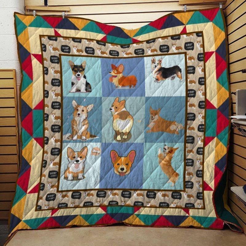 A BC-Corgi Dog Quilt Blanket