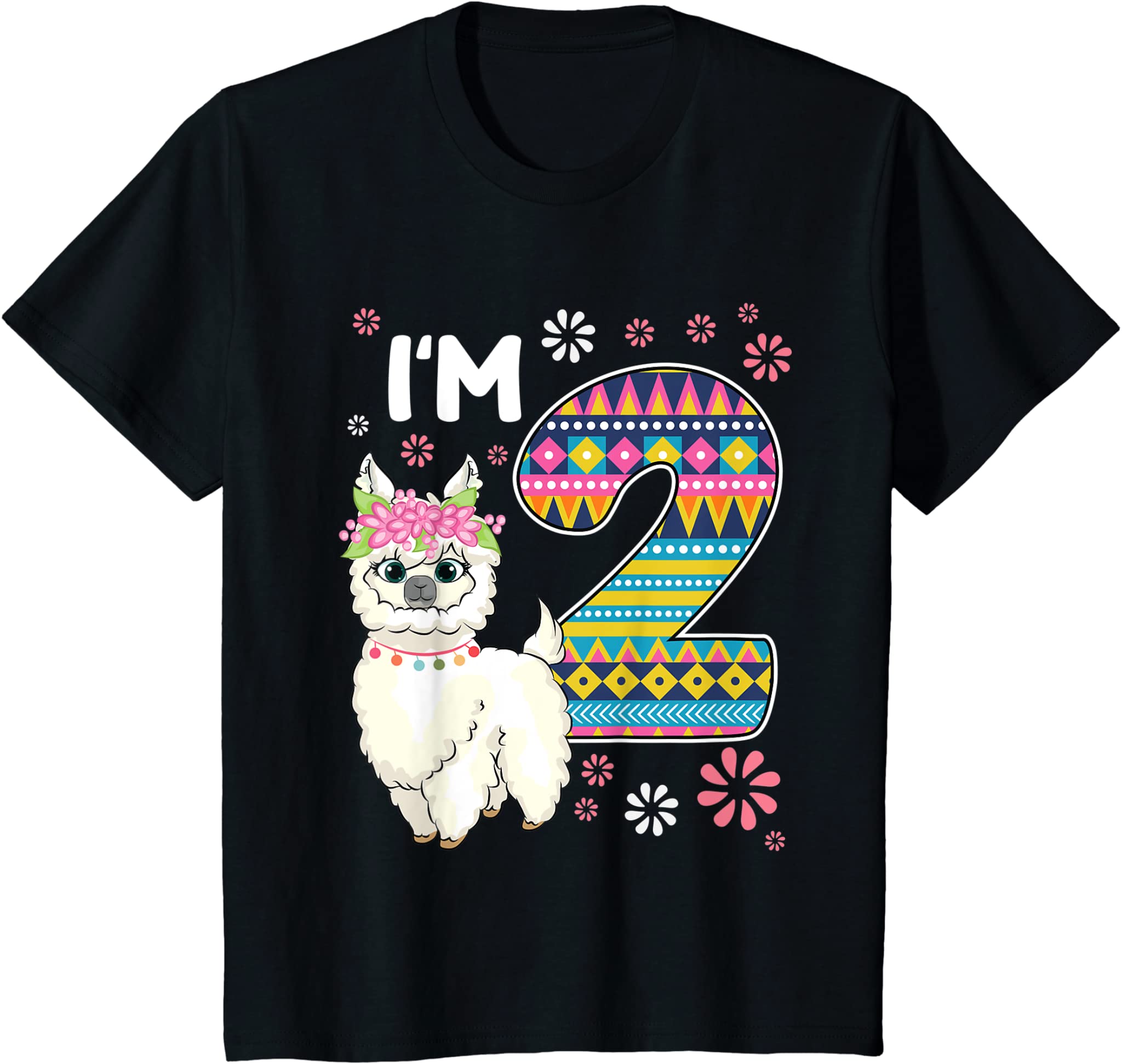 Kids Birthday Llama I’M 2 Year Old Girl Theme 2Nd B-Day Farm Gift T-Shirt