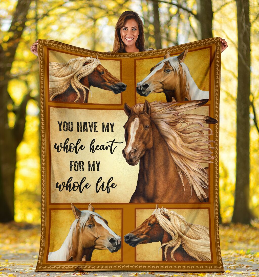 You Are My Whole Heart For My Whole Life Horse Fleece Blanket Funny Horse Animal Vintage Blanket