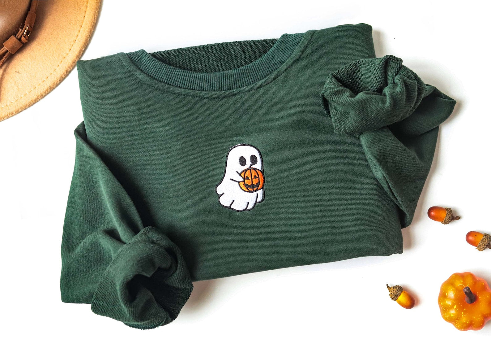 Ghost Pumpkin Embroidered Sweatshirt 2D Crewneck Sweatshirt All Over Print Sweatshirt For Women Sweatshirt For Men Sws4566