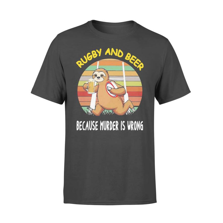 Sloth Rugby And Beer Because Murder Is Wrong Vintage Retro T-shirt