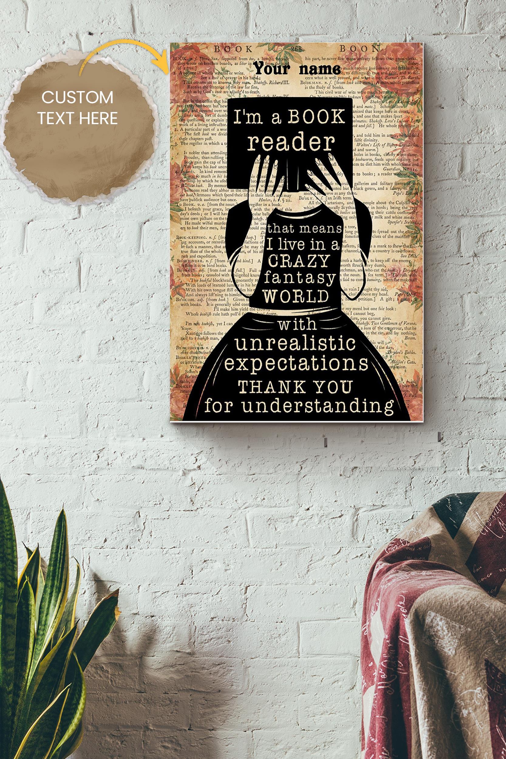 Book Reader Personalized Poster – Home Decor Wall Art – Gift For Book Lover Woman Library Decor Poster