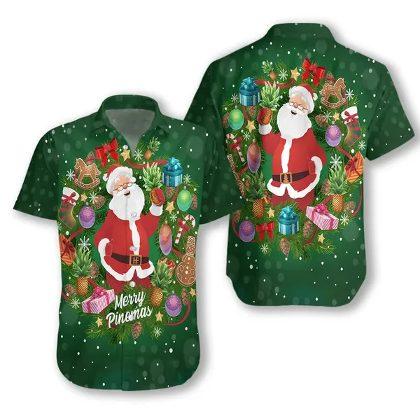 Santa Claus Love Pineapple Merry Christmas Hawaii Shirt For Men Women Adult Ha23983