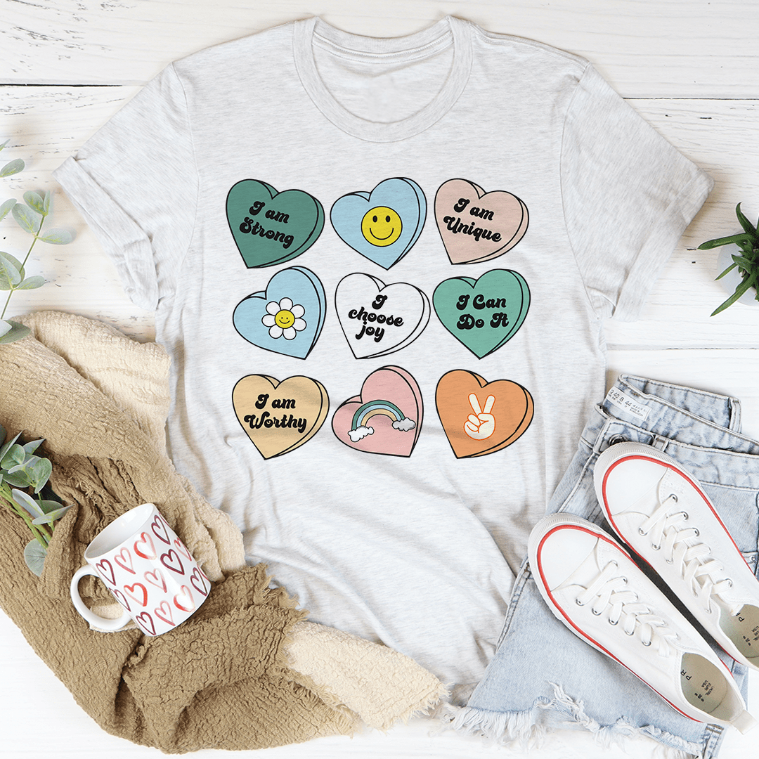 Candy Hearts Positivity Affirmations Tee