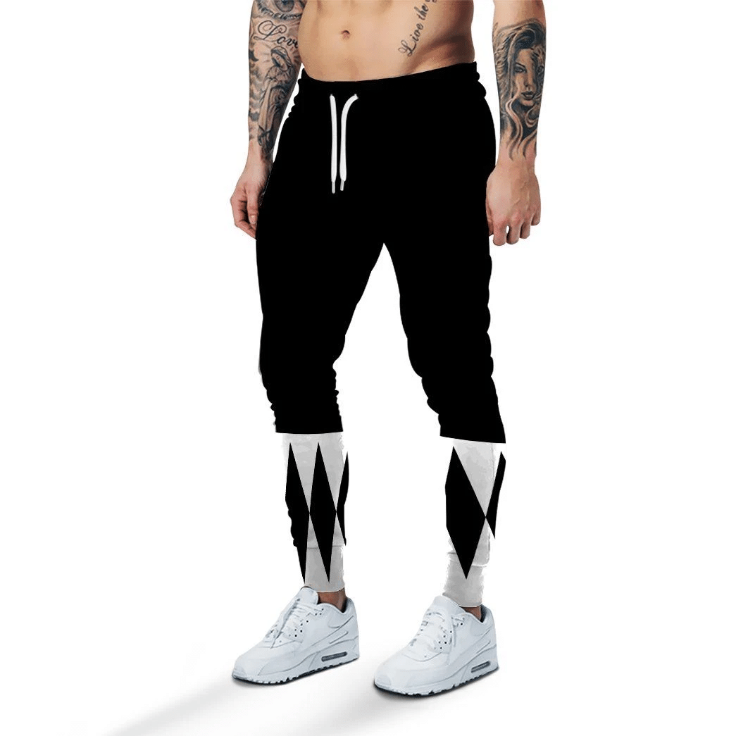 Gearhumans 3D Mighty Morphin Black Power Rangers Custom Sweatpants