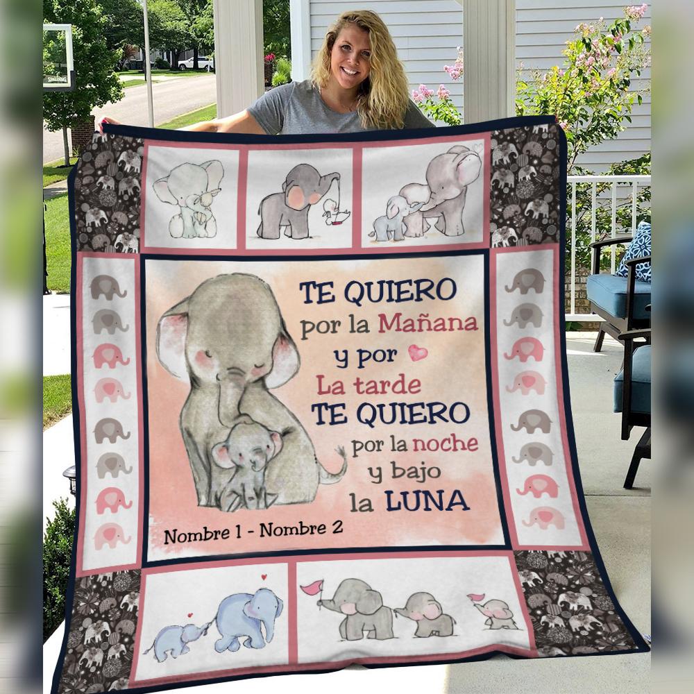 [Personalized Name]  Elephant Mom Grandma Spanish Fleece Blanket, Sherpa Blanket, Gift For Parent, Family Member, Friends Gift, Christmas Gift, Home Decor, Home Living