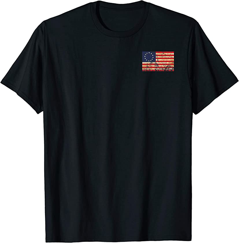 Betsy Ross Flag 1776 Vintage Revolutionary flag Pocket area T-Shirt